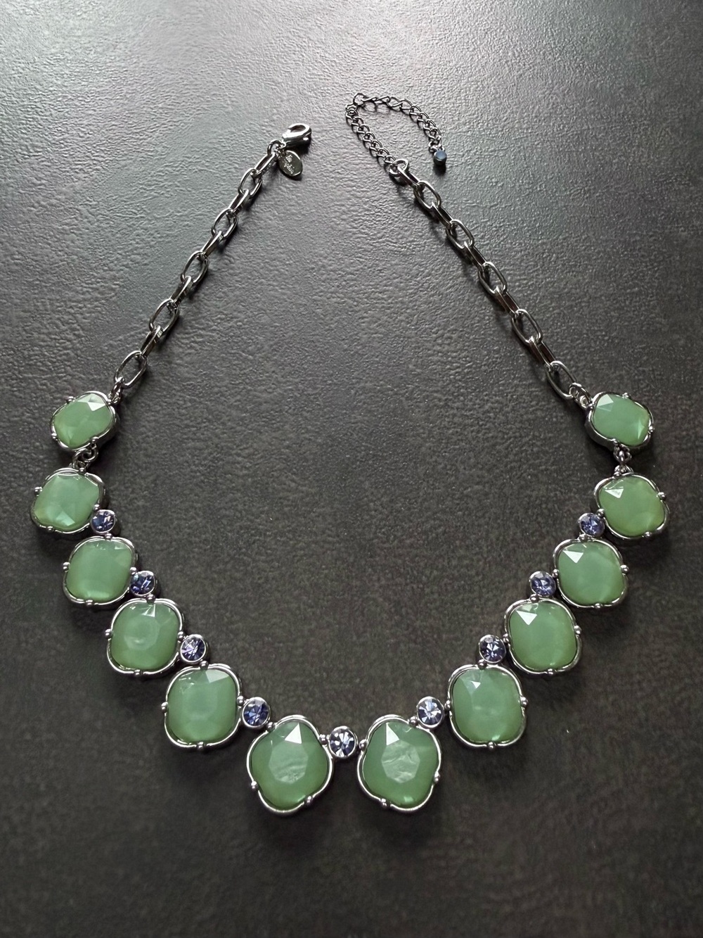 Lia Sophia Celadon Green Gemstone and Lavender Rhinestone Statement Necklace